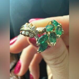 14ky Gold 3/4CTW Emerald and 1/4CTW Diamond Ring SZ 5 3/4